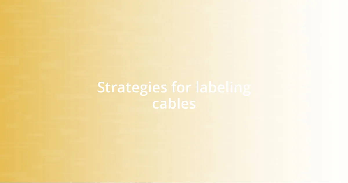 Strategies for labeling cables