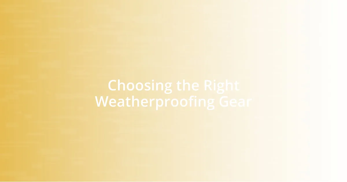 Choosing the Right Weatherproofing Gear